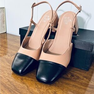 Di Valentini Two-Tone Black and Nude Slingback Heels Shoe